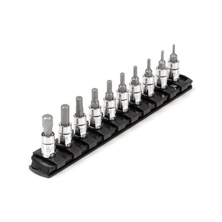 Tekton 1/4 in Drive Hex Bit Socket Set with Rail, 10-Piece (5/64-5/16 in) SHB90105